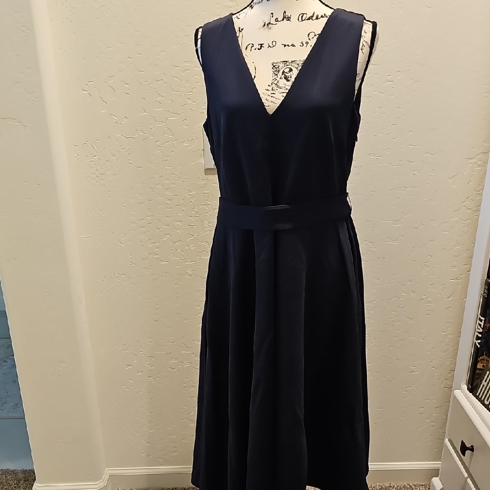 H&M Midnight Blue V-Neck Midi Dress